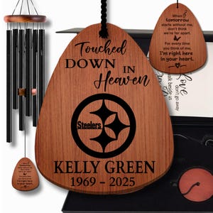 Pittsburgh Steelers Football Memorial Wind Chimes for Yinzer Sports Fans Sympathy Chimes Gift Box Father Tribute Outdoor Wind Chimes