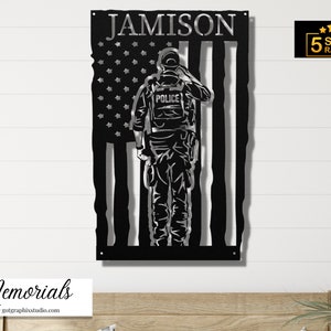 Personalized Police Officer Metal Art Sign - Thank You Police Metal Home Decor Gift