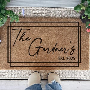 Custom Coir Doormat with Last Name Wedding Gift for Couples