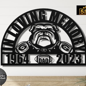 Georgia Bulldogs Memorial Sign, Custom Football Sympathy Gift For Men, Grave Marker Decoration for Cemetery, Personalized Memorial Stake