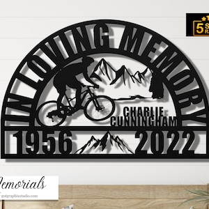 Mountain Bike Cyclist Memorial Sign for Loss of Loved One, Personalized Bicycle Remembrance Unique Sympathy Gifts