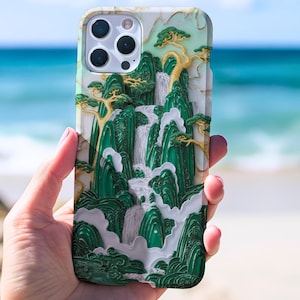 Iphone Case Green Asian 3D Art Cell Phone Pretty Iphone 16 Case Jade 8 X 10 11 12 Pro Max 13 14 15