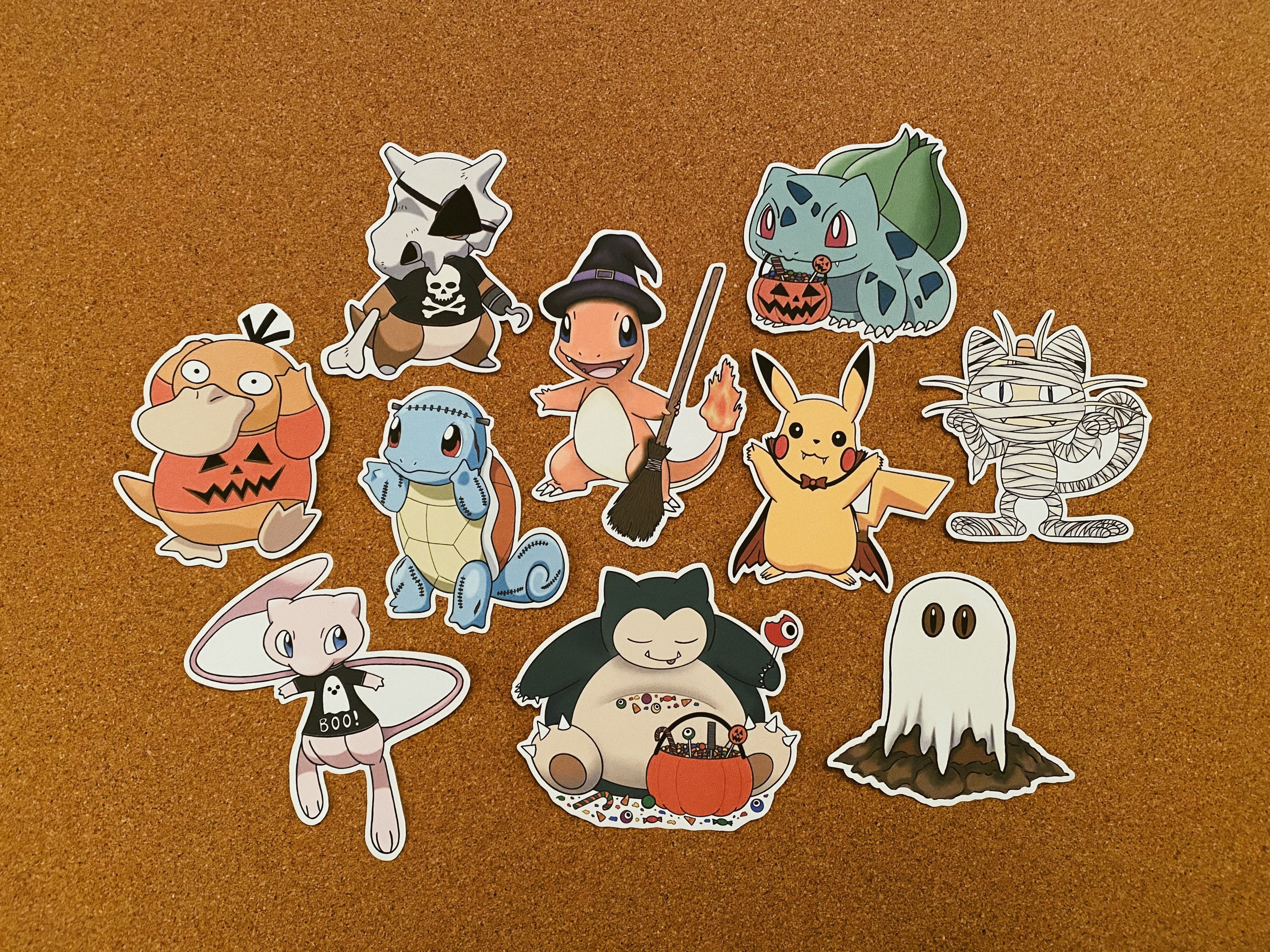 Halloween Pokemon Sticker Set Set of 10. Hand Drawn - Etsy