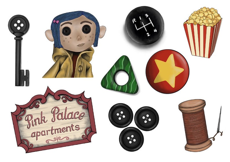 Coraline Sticker Set Set of 9 Decoration Stickers Etsy