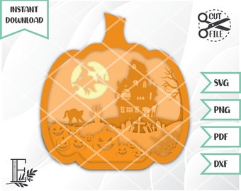 Pumpkin Luminary, Pumpkin Shadow Box, svg files for cricut, halloween cut file, svg for halloween, silhouette svg, Instant Download