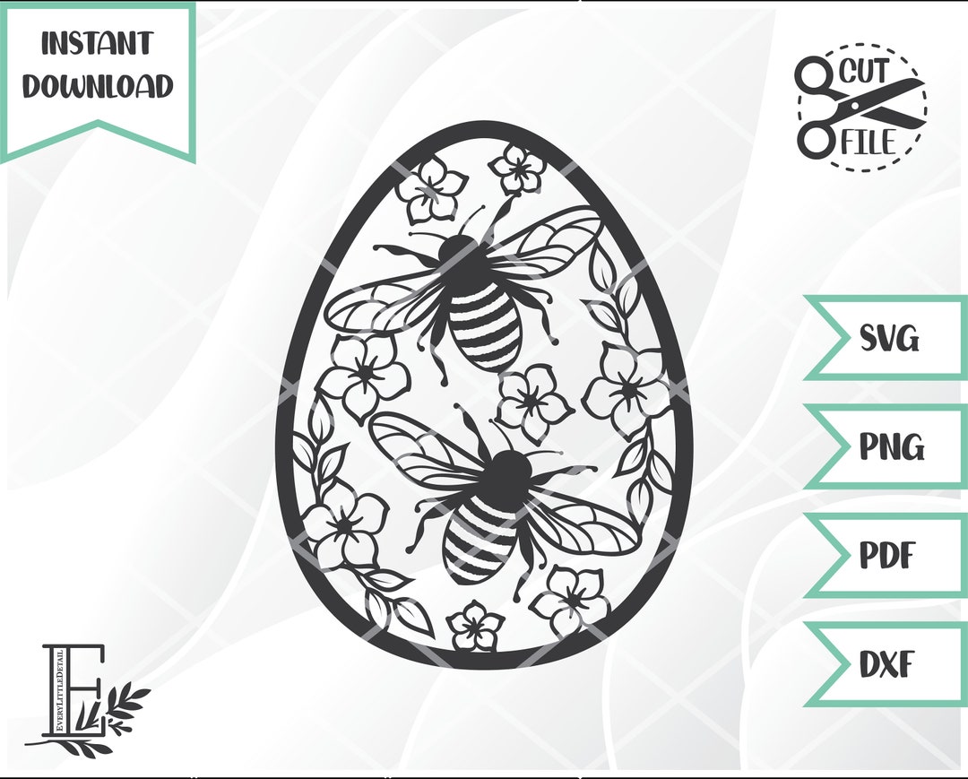 Bumble Bee Easter Egg Silhouette - SVG Digital File - Etsy