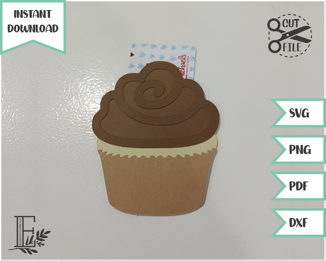 Cupcake Gift Card Holder Svg Files for Cricut Birthday Cut Etsy