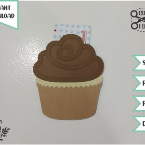 Cupcake-Geschenk-Kartenhalter, svg-Dateien für Cricut, Geburtstag geschnitten Datei, Silhouette svg, Geburtstagsgeschenk, svg png dxf pdf, Instant Download
