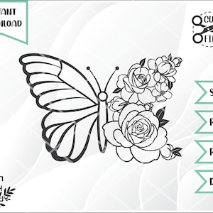 Fichier de coupe de papillon floral // Fichier de coupe de papillon // Fleur svg // svg png dxf pdf // Téléchargement instantané