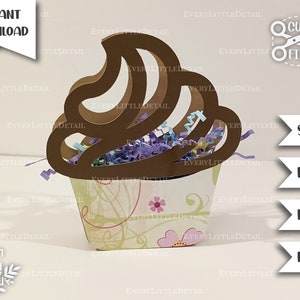Cupcake Treat Box, fichiers svg pour cricut, fichier de coupe de boîte cadeau, silhouette svg, svg png dxf pdf, téléchargement immédiat