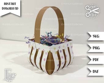 Cesto a doghe, cesto di bacche, cesto di Pasqua in formato SVG, file in formato SVG per cricut, file di taglio della confezione regalo, sagoma in formato SVG, SVG PNG DXF PDF, Download istantaneo