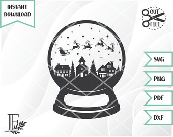 Snow Globe Cut File // Santa Snowglobe, svg files for cricut, christmas cut file, svg for christmas, silhouette svg // Instant Download