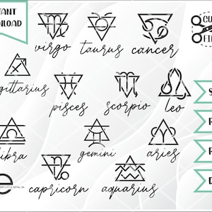 Zodiac & Elements Cut File // Astrology Cut File // svg png dxf pdf // Instant Download