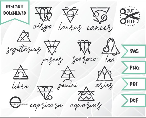 Zodiac & Elements Cut File // Astrology Cut File // Svg Png - Etsy