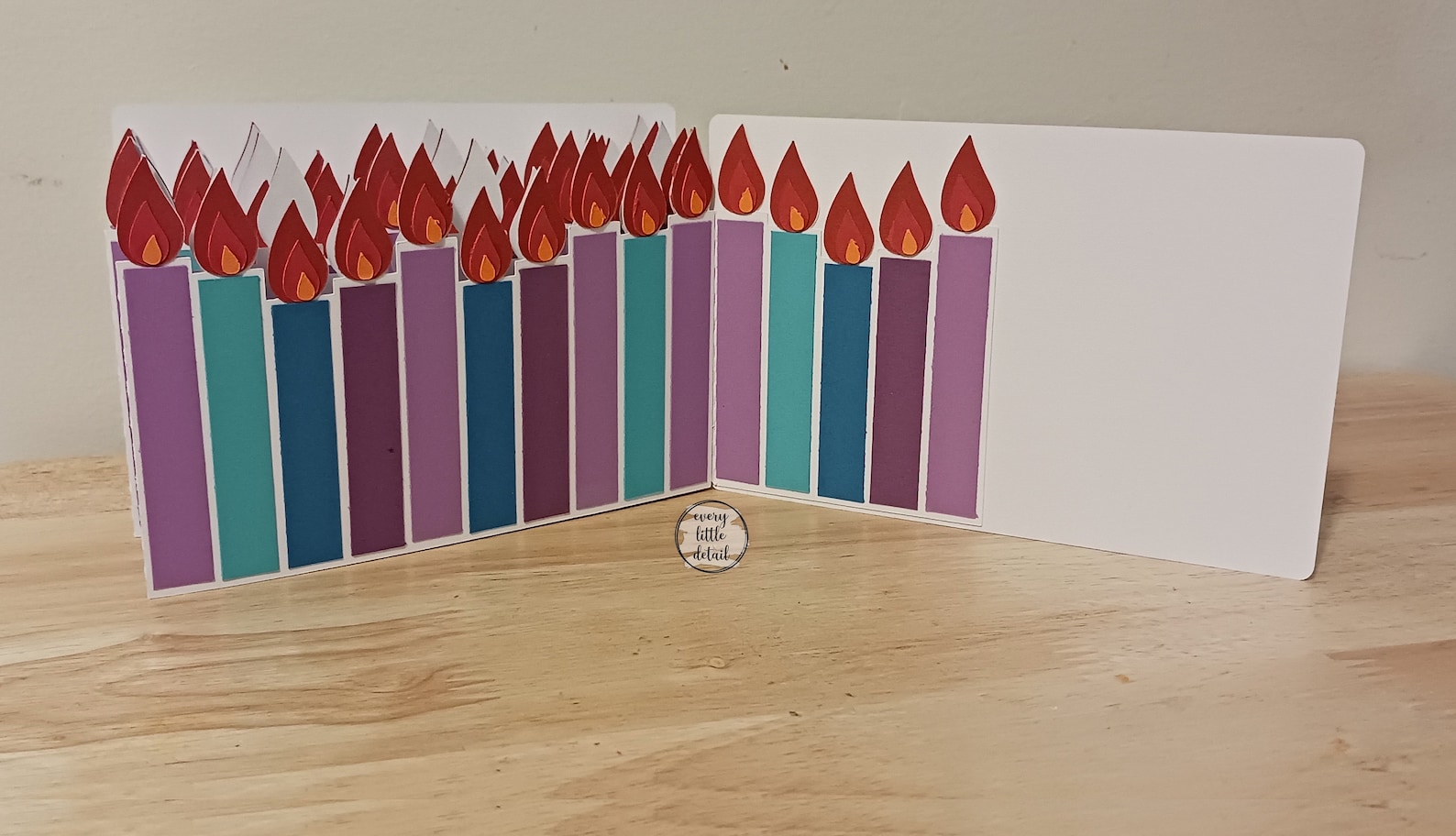 Expandable Candle Card // Birthday Card SVG // SVG Cut File // Etsy