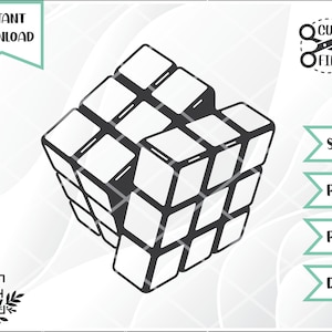 Rubik&#39;s Cube Cut File // Puzzle Cube Cut File //  svg png dxf pdf // Instant Download