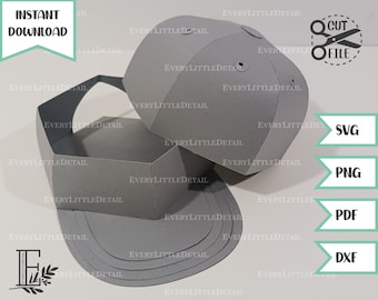 Baseball Hat Box // Baseball Cut File // Baseball Cap // SVG cut file // Instant Download