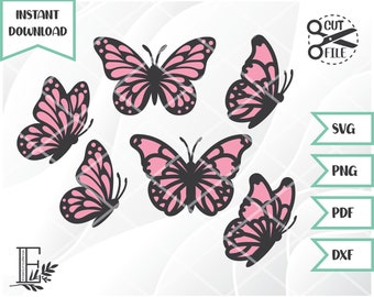 Motyl SVG // Pakiet motyli SVG Pliki // Motyl SVG Warstwowy // Motyl Clipart // svg png dxf pdf // Natychmiastowe pobranie