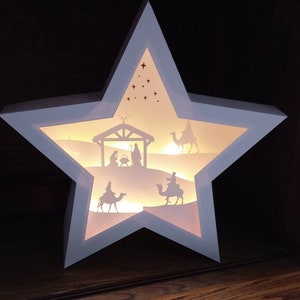 Arquivo de corte Star Shadow Box, Shadow Box, Presépio, arquivos svg para cricut, arquivo de corte de natal, svg para natal, silhueta svg