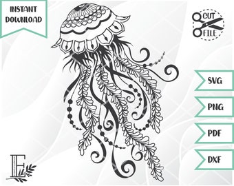 Elegant Jellyfish Silhouette - SVG Digital File