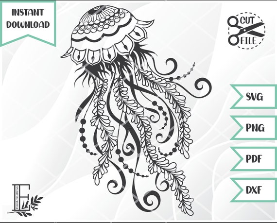 Elegant Jellyfish Silhouette - SVG Digital File