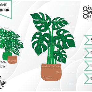 Layered Monstera, Zimmerpflanze svg, tropische svg, svg-Dateien für Cricut, Pflanze geschnitten Datei, Kontur svg, svg png dxf pdf, Instant Download