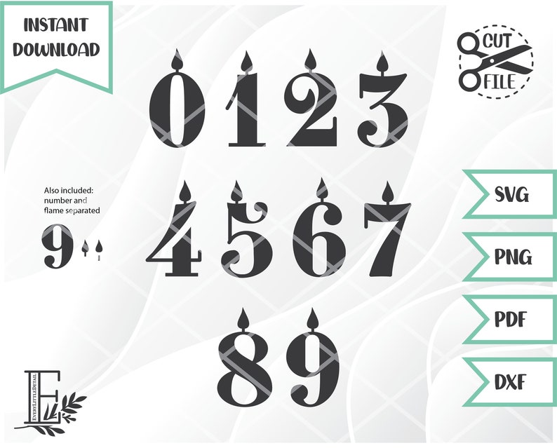 Number Candles Birthday Candle SVG Birthday Candle Numbers Etsy