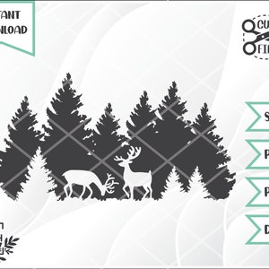 Deer Scene Cut File, Christmas Deer Scene, svg files for cricut, christmas cut file, svg for christmas, silhouette svg, Instant Download