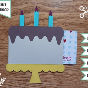 Birthday Cake Gift Card Holder - SVG Digital File