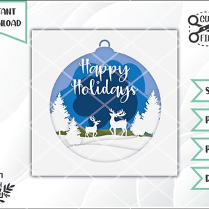 Deer Shadow Box Cut File // Shadow Box // Deer Scene // Christmas Decoration // svg png dxf pdf // Instant Download