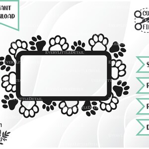Paw Print Border, svg-bestanden voor cricut, animal print cut-bestand, silhouet svg, svg png dxf pdf, Instant Download