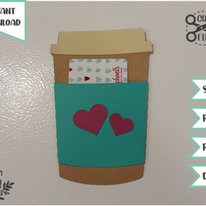 Porta-cartão-presente para café, vale-presente com café com leite, arquivos svg para cricut, arquivo de corte de aniversário, silhueta svg, svg png dxf pdf, download instantâneo