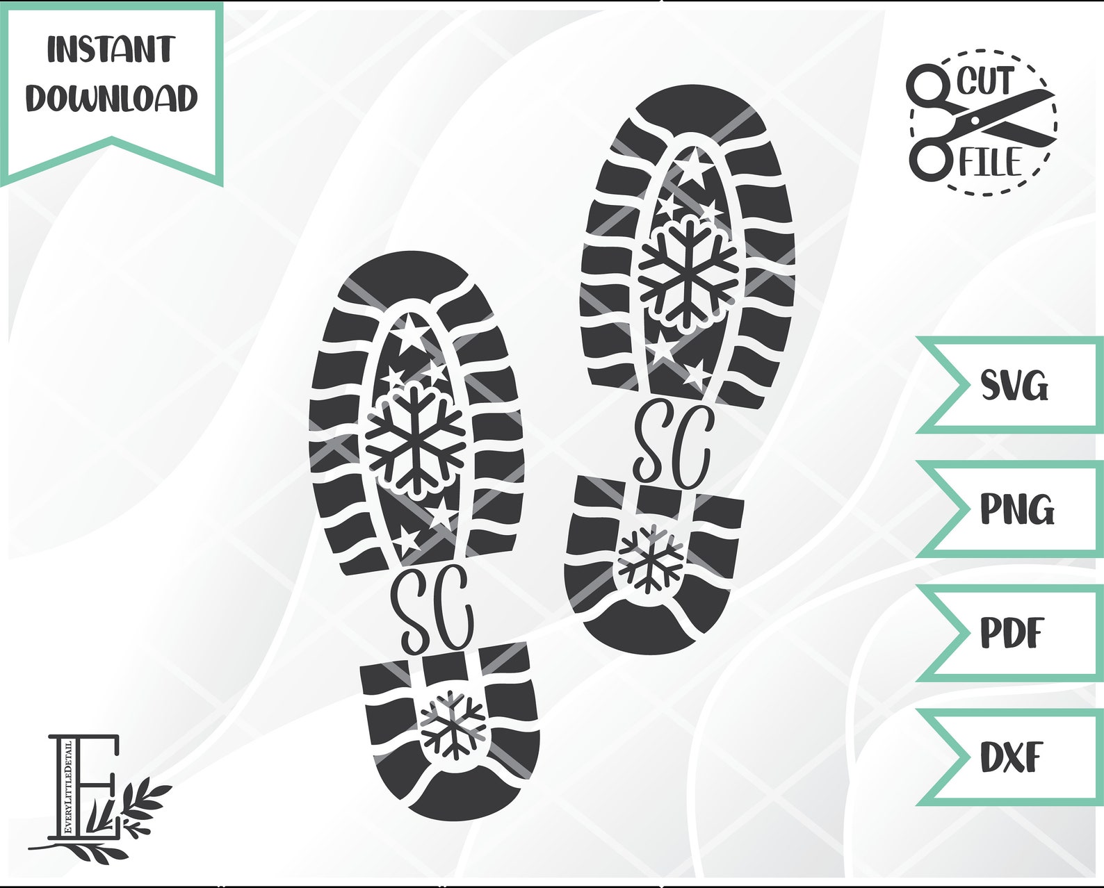 Santa Boot Print Cut File // Santa Stencil // Svg Png Dxf Pdf - Etsy