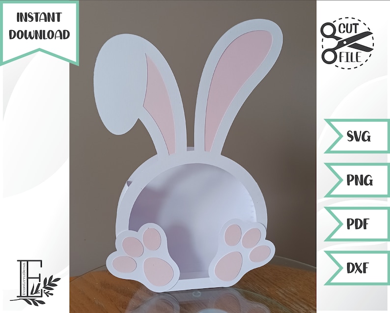 Easter Bunny Treat Bag Cut File // Easter Cut File // digital template // svg and dxf // Instant Download image 1