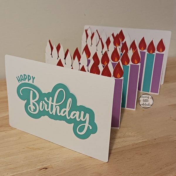 Expanding Candle Birthday Card - SVG Digital File