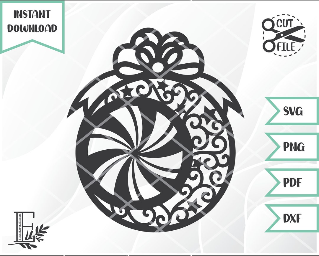Peppermint Swirl Ornament, Svg Files for Cricut, Christmas Cut File