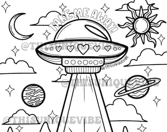 Take me Home coloring page (printable) adult coloring page, coloring book, trippy coloring page, trippy art, hippie coloring page