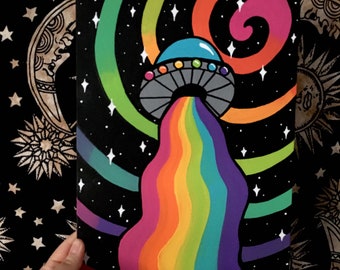 photo Acrylic Trippy Painting Ideas Alien ufo painting etsy