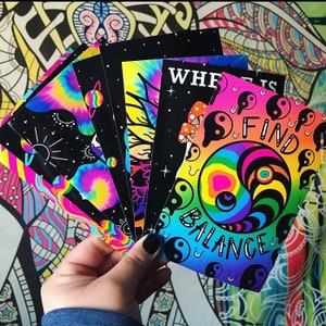 4 x 6 Minidrucke 1 - 9 trippy prints, trippy wandkunst, hippie wandkunst, trippy dekor, hippiedekor, trippy zimmer, groovy, groovy art