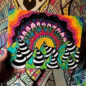 Sun groove painting, hippie painting, trippy art, trippy painting, art, hippie decor