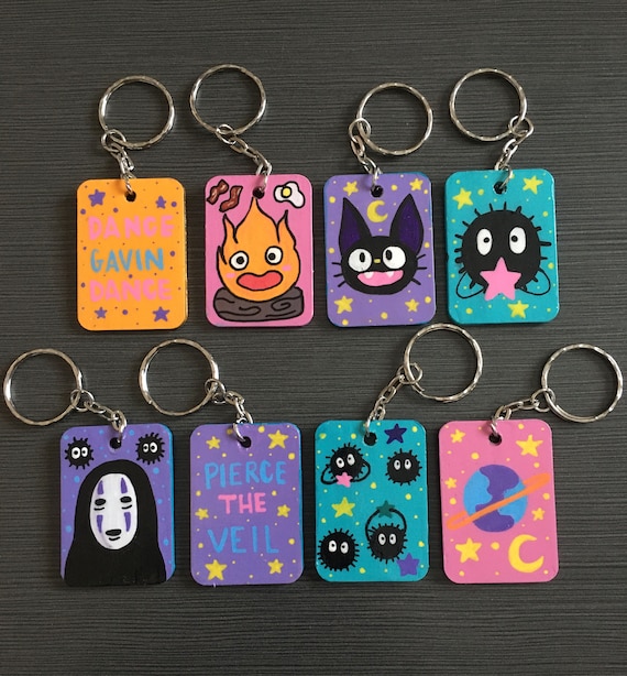 ★BLACKPURPLE★ Coloring Charm Keyring Coloring Charm Keyrin Hand Painted Keychains - Etsy