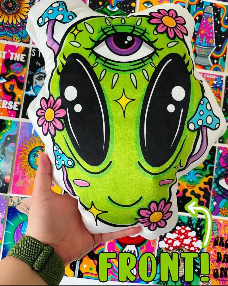 Trippy Alien Pillow Plushie - Etsy