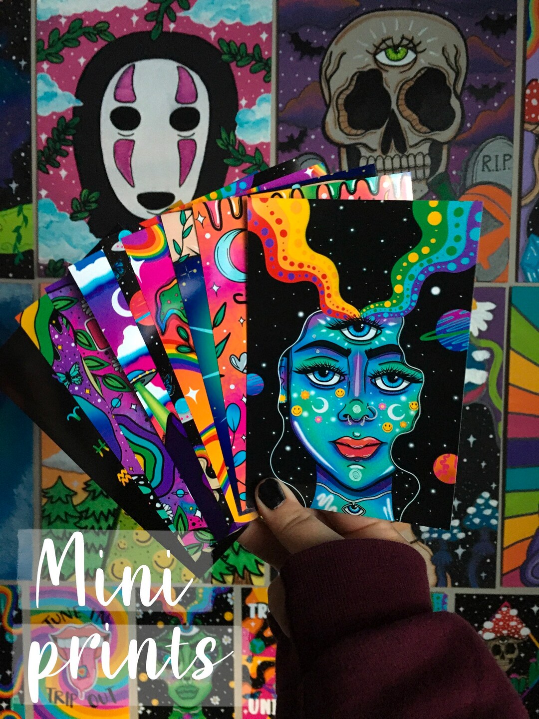 Mini Prints Trippy Prints, Trippy Wall Art, Hippie Wall Art, Trippy