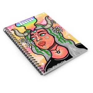 Taurus notebook Spiraal notebooks | Leuke, esthetische dagboek, dierenriem notebook, cadeau voor Stier, Stier notebook afbeelding 3