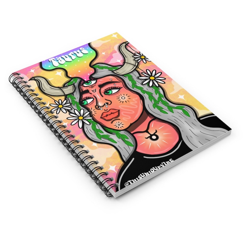 Taurus notebook Spiraal notebooks | Leuke, esthetische dagboek, dierenriem notebook, cadeau voor Stier, Stier notebook afbeelding 3