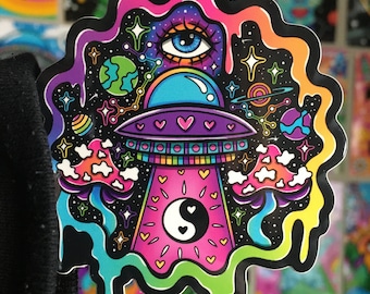 Trippy ufo sticker