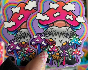 Mushroom gnome sticker