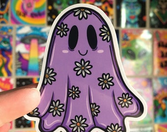 Purple flower ghostie sticker