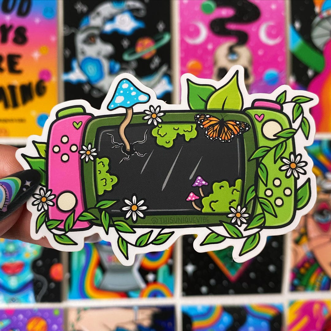 Game Over Sticker, Hippie, Vinyl Sticker, Gamer Sticker, Cozy Gamer ...
