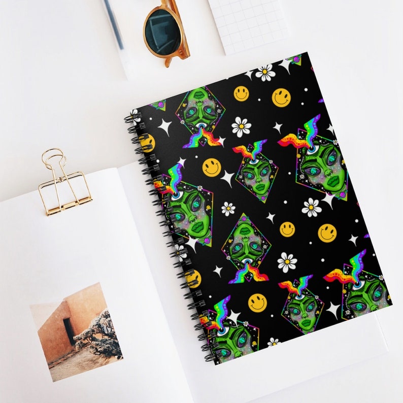 Alien babe notebook Spiral notebooks | Cute, aesthetic journal, alien notebook, alien art, alien stationery, trippy notebooks image 5
